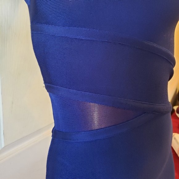 Bebe Y2k royal blue bodycon bandage dress with front mesh cutout XS - Picture 6 of 11